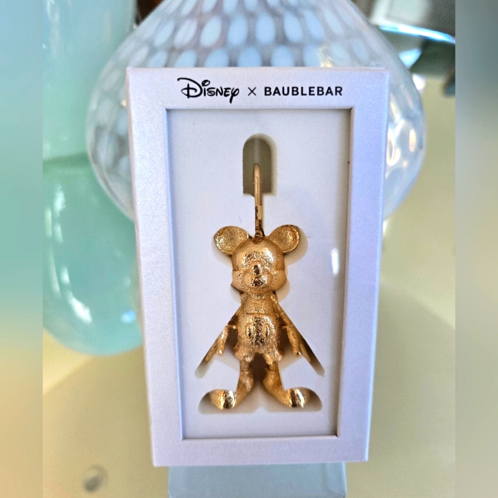 Disney x Baublebar Metallic gold Mickey Mouse Bag Charm, NWT